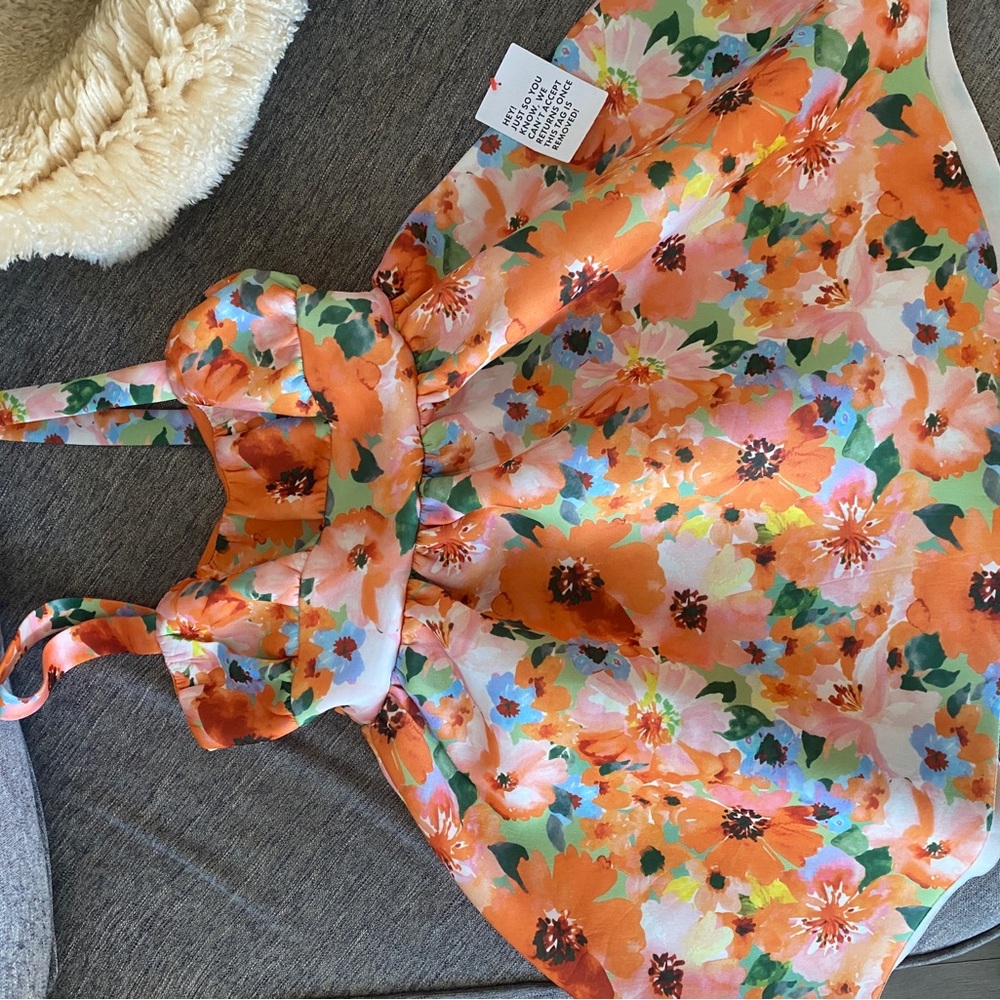 ASOS Floral Backless Dress - Orange and Green